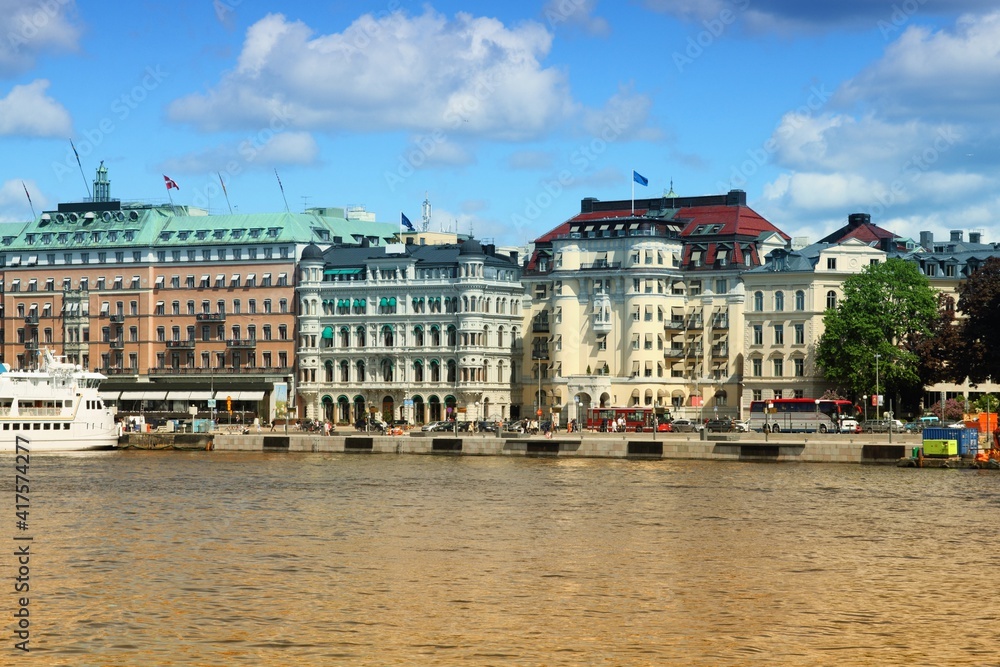 Fototapeta premium Stockholm city old architecture. Stockholm landmarks. Filtered colors style.