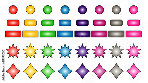 Pulsanti di varie forme e colori