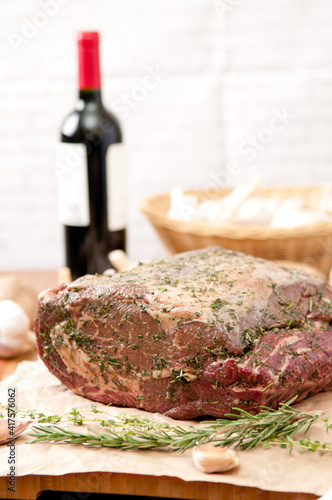 raw beef rib roast meal photo