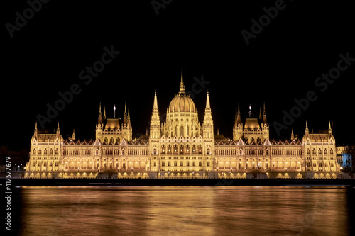 Hungarian Parliament at night Budapest. One of the most beautiful buildings in the Hungarian capital. © Daniel