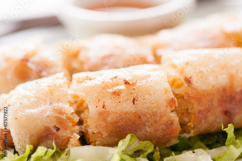 crispy vietnamese sprill roll or egg roll photo