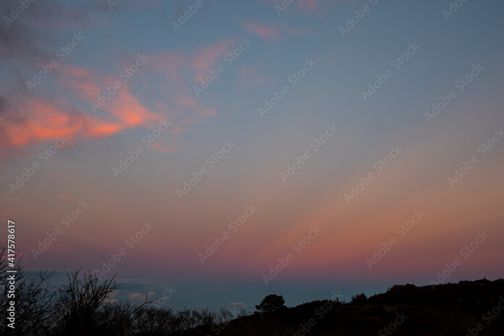 Winter sunset in Ports de Beseit, Tarragona, Spain