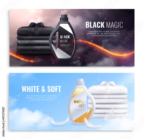 Washing Clothes Realistic Banners