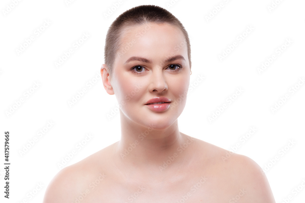 Portrait of a beautiful short-haired woman with perfect glowing skin Portrait of a beautiful short-haired woman with perfect glowing skin
