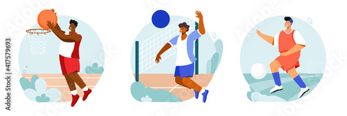 Sports Players Round Compositions