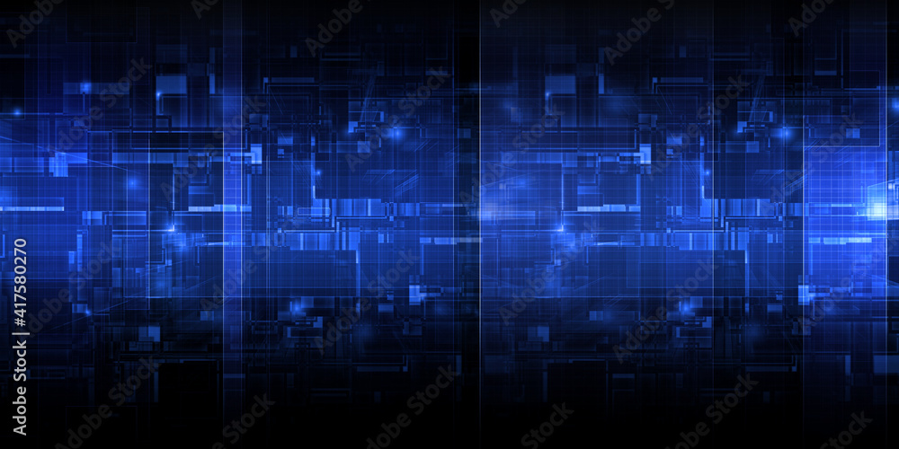 Technology science fiction digital tech background.Futuristic blue concept.