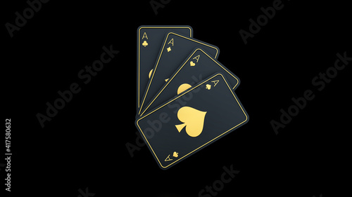 d Rendering Play Cards of 4 Aces photo