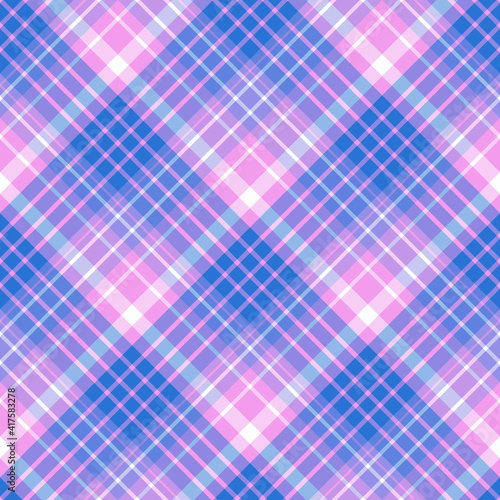Seamless pattern in evening pink, dark blue, white and violet colors for plaid, fabric, textile, clothes, tablecloth and other things. Vector image. 2