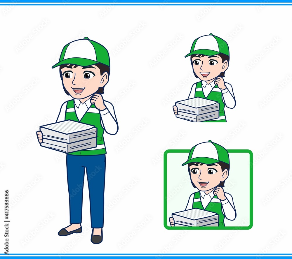 緑の帽子をした女性のボランティア