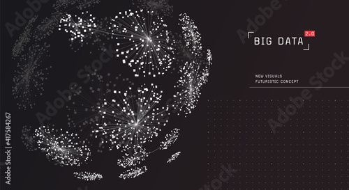 Big data visualization. Communication network. Social media graph. Information clustering. Global data.