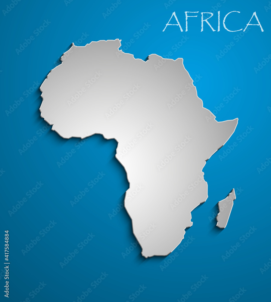 Image of a flat white African continent. Illustration