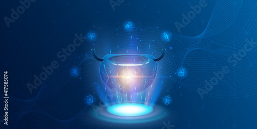 Human bladder and treatment with technology innovation. A concept hospital for wallpaper and web.