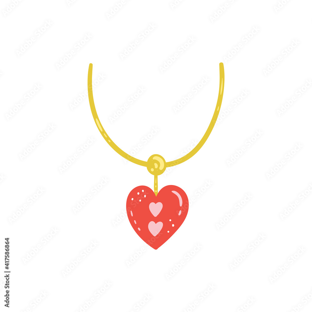Necklace with hearts. Happy valentines day and weeding design elements. Vector illustration. Necklace with hearts. Happy valentines day and weeding design elements. Vector illustration.