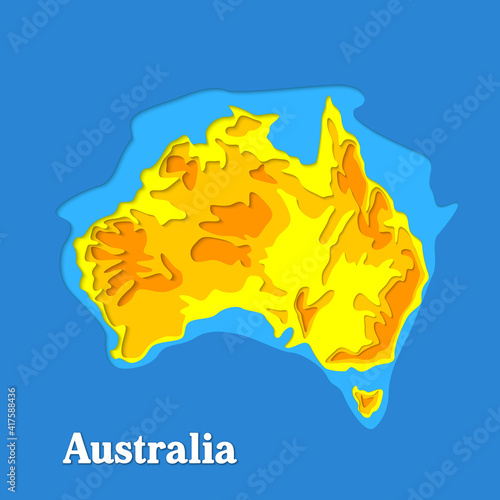 Happy Australia republic day. Typographic poster paper cut style. Lettering greeting card. National banner poster. Multilayer paper cut applique Australian. Republic day celebration paper art style