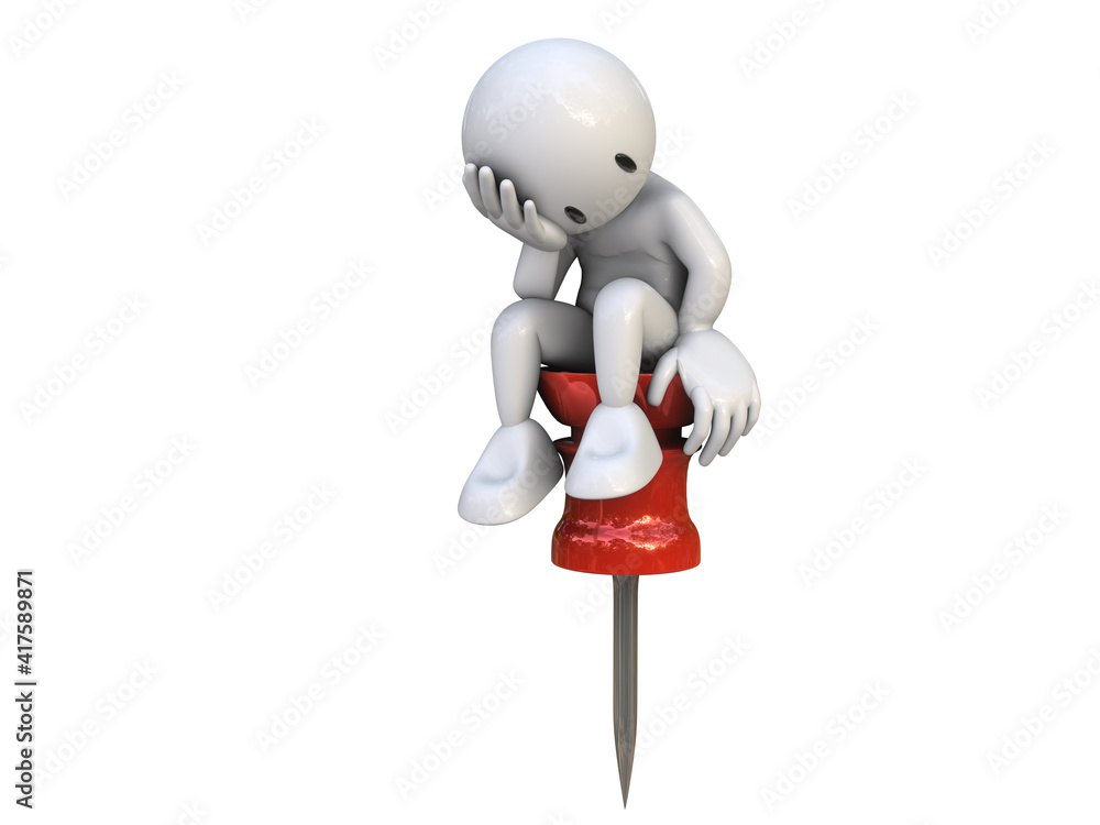 3D RENDER ILLUSTRATION. Cute Cartoon human man character and pin board on isolated white background. CLIPPING PATH 3D RENDER ILLUSTRATION. Cute Cartoon human man character and pin board on isolated white background. CLIPPING PATH