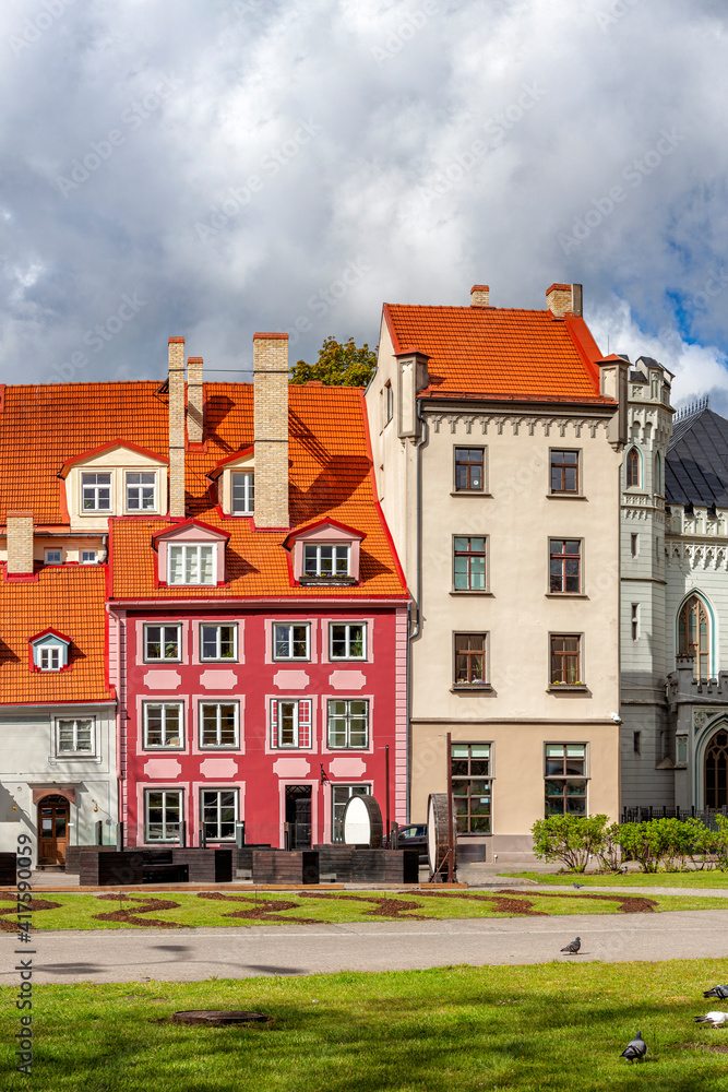 Colorful medieval houses in the Livu Square, Riga Old Town, Latvia