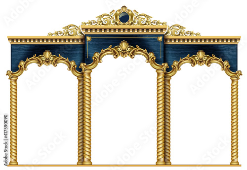 Golden arch portal Baroque blue gold arcade