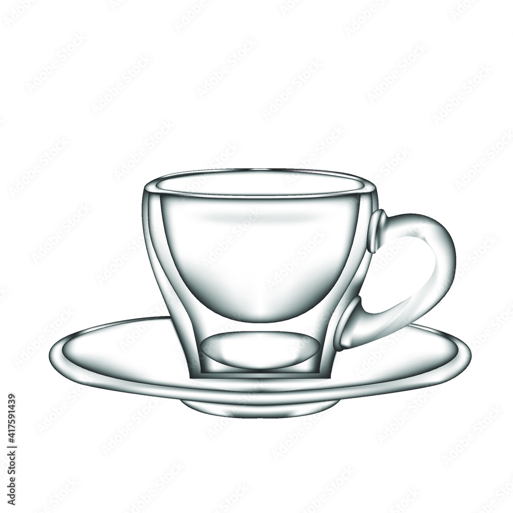 Vector illustration of clear glass mug or cup isolated on white background Vector illustration of clear glass mug or cup isolated on white background