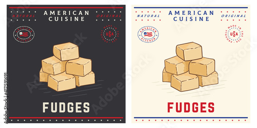 Fudge sugar toffee candy illustration