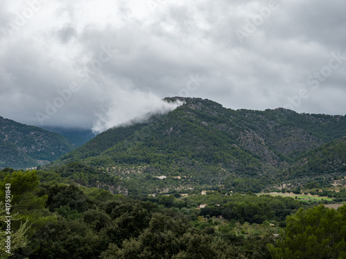 panoramic view from cemetery of campanet, majorca, spain