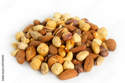 Mixed nuts. Edible, raw, organic and vegan.