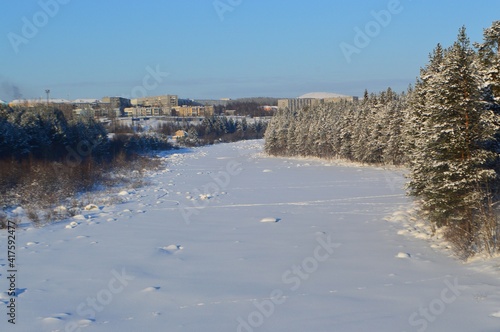 frozen river in winter