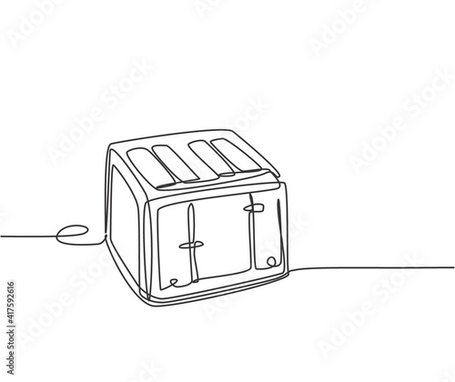 Single continuous line drawing of retro old bread toaster household utensil. Electronic home appliance concept. Modern one line graphic draw design graphic vector illustration