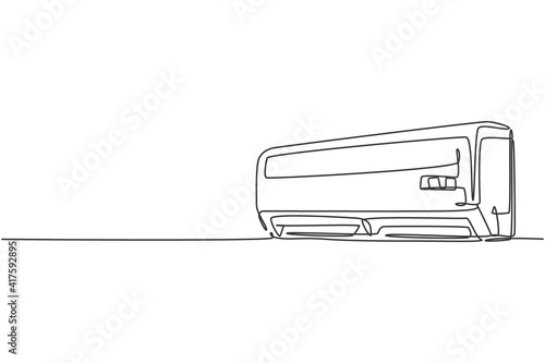 One single line drawing of wall air conditioner home appliance. Electricity household living room tools concept. Dynamic continuous line draw design graphic vector illustration