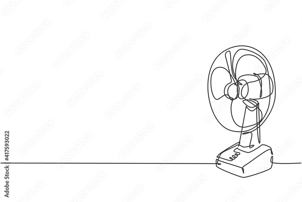 Vettoriale Stock One continuous line drawing of electric blowing desk fan  home appliance. Electricity household tools template concept. Trendy single  line draw design vector graphic illustration | Adobe Stock