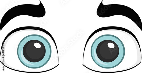 Vector emoticon illustration of a look with blue cartoon eyes