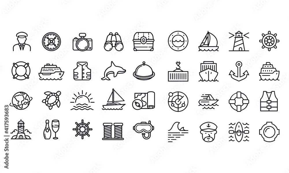 Nautical and Harbor  icons vector design 
