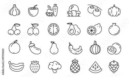  Fruits and Vegetable Icons vector design 