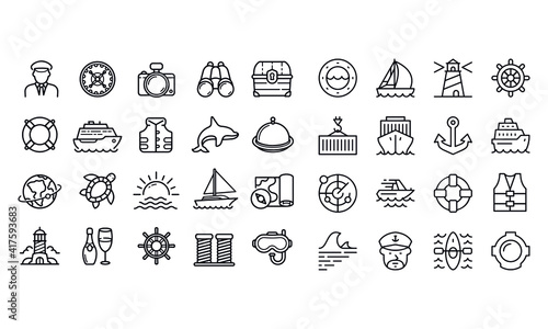 Nautical and Harbor  icons vector design 
