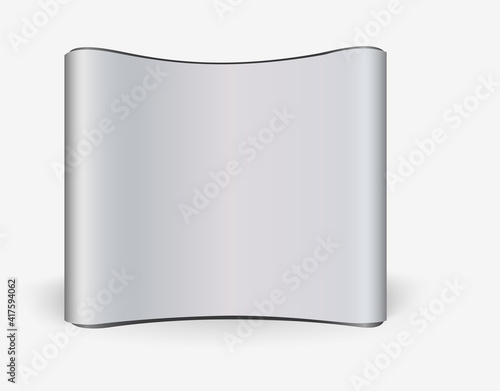 Exhibition Stand Blank Empty wall, trade show booth mock up. Exhibit Exposition. Front view. Vector detailed illustration eps10 isolated on white background. Ready Product Advertising. 3D Render