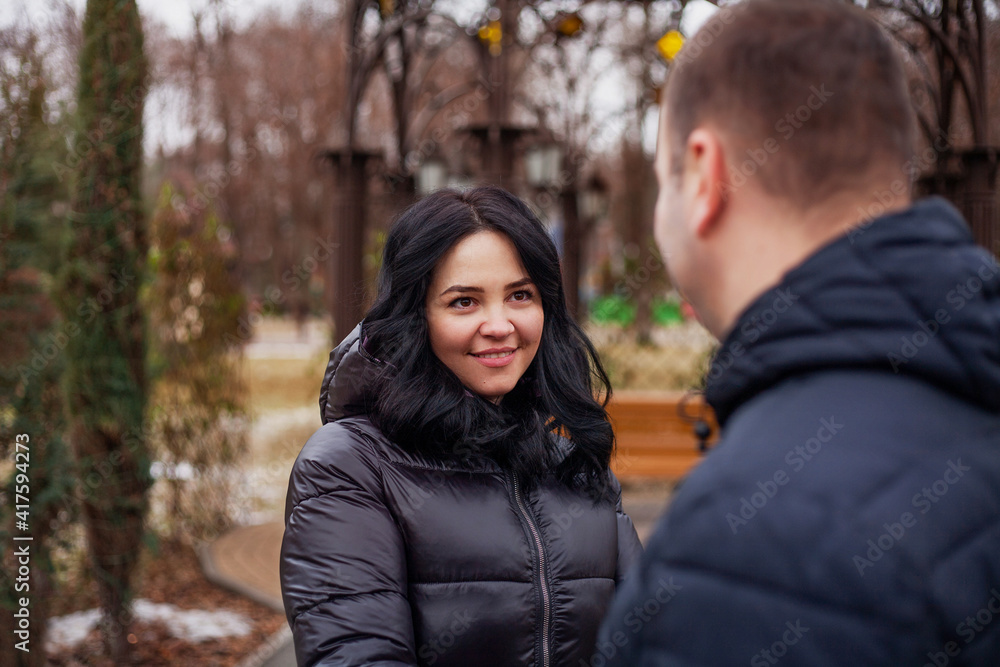 couple in love husband and wife outdoors in autumn couple in love husband and wife outdoors in autumn