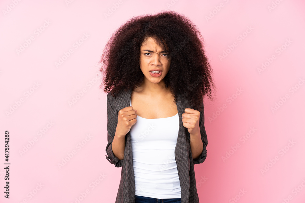 Young african american woman over isolated background frustrated by a bad situation Young african american woman over isolated background frustrated by a bad situation
