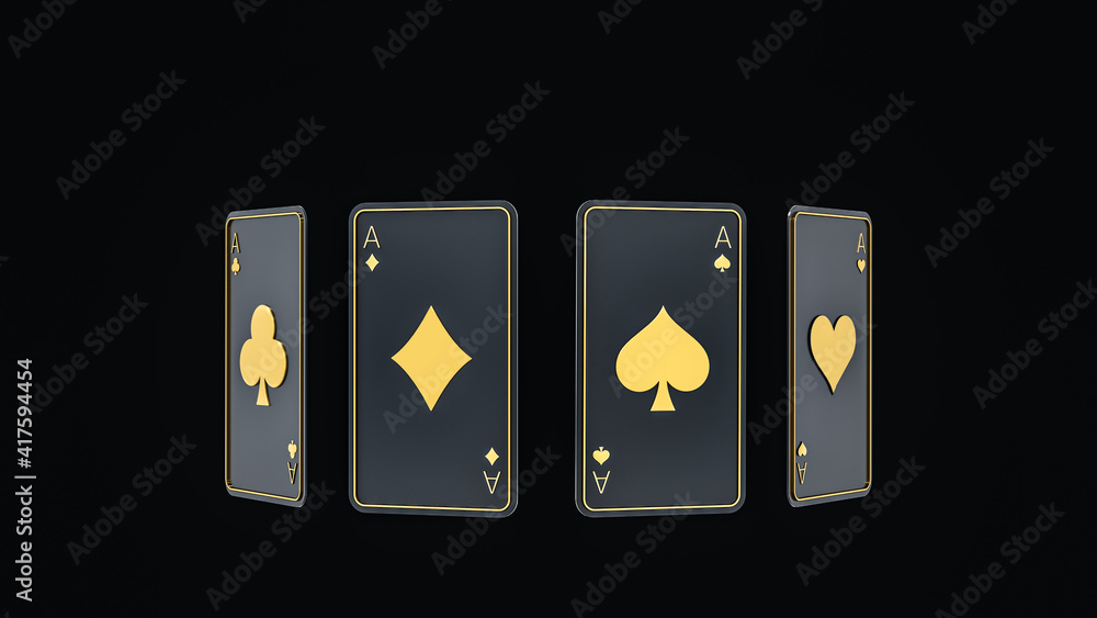d Rendering Play Cards of 4 Aces d Rendering Play Cards of 4 Aces