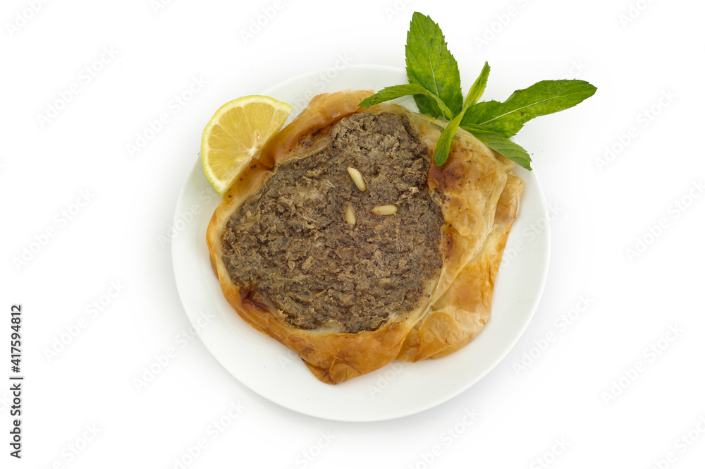 Arabian flatbread of beef with pine, Arabian flatbread of beef with pine,
