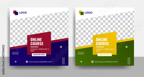 online course and workshop social media post and web banner or corporate business flyer template