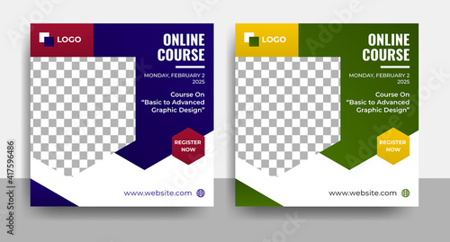 online course and workshop social media post and web banner or corporate business flyer