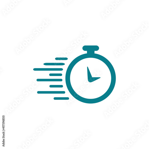 Time Faster logo design template clock with faster line on white background Vector illustration.