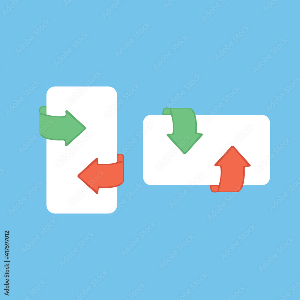 two green and red arrows on white blank hand draw style vector Illustration on blue background . two green and red arrows on white blank hand draw style vector Illustration on blue background .