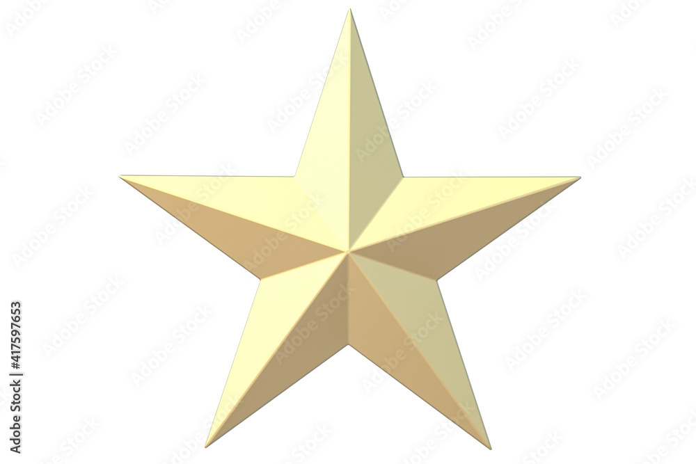 One golden star isolated on white background. 3d rendering One golden star isolated on white background. 3d rendering