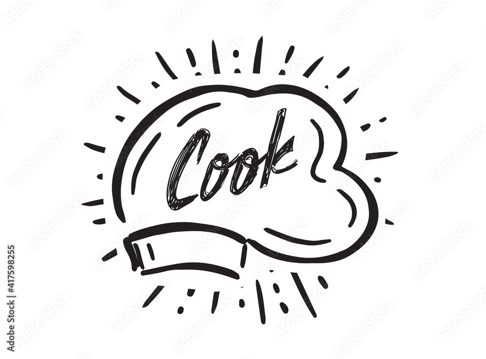 Chef hat, hand drawn style, vector illustration.
