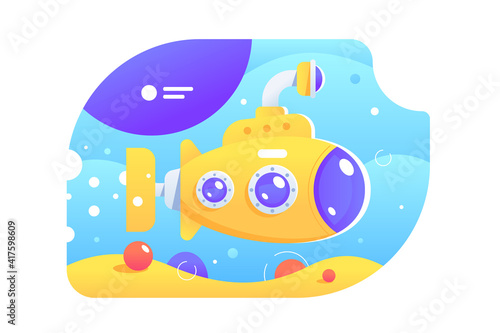 Bright colourful submarine