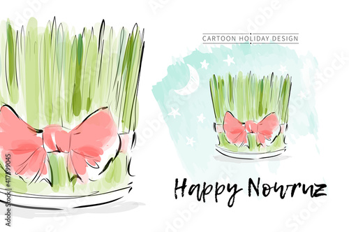 Happy nowruz iranian spring holiday greeting card. photo