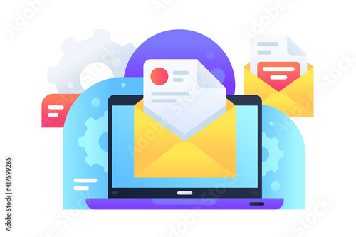 Modern email marketing delivery ad for spread of information.