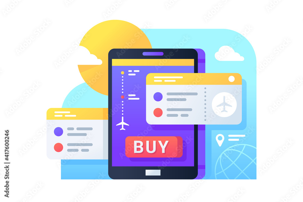 Buying air tickets using mobile phone for online purchase. Buying air tickets using mobile phone for online purchase.