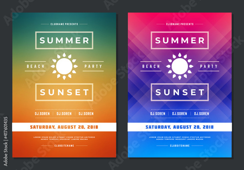 Summer party design poster or flyer night club event modern typography