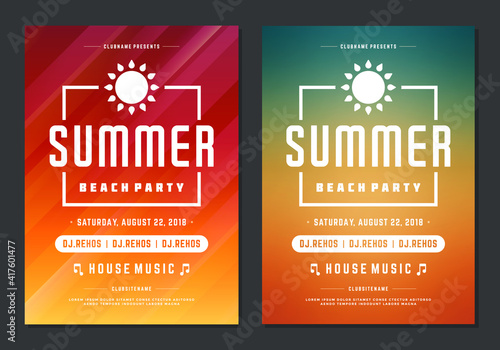 Summer party design poster or flyer night club event modern typography photo